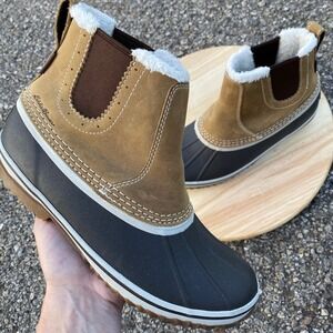Eddie Bauer Waterproof Mid Winter Boots Duck Womens 7 Wheat Hunt Pac Weatheredge
